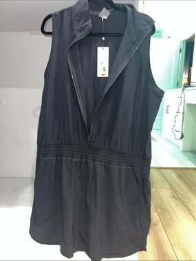 Sleeveless Black Zip Front Collared XXL Golf Dress